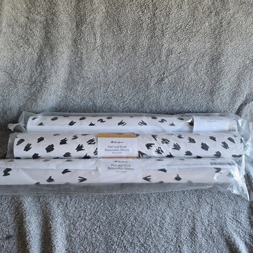 Spoonflower Peel And Stick Removable Woven Wallpaper Black And White